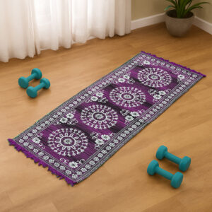 Pure Source India Cotton Yoga Mats for Women and Men, 2X6 feet, 3mm thick, Light Weight, Machine Washable, Home Exercise (Pink)