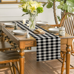 Pure Source India Premium Cotton Designer Table Runner-13.5X92 Inches -Black |Elegant Décor for Dining Table, Parties, Events| Decorative Tablemats