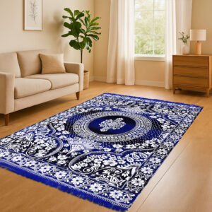 Pure Source India Premium Soft Cotton Floor Carpet (5 X 7 Feet) for Living Room, Bedroom & Home Décor – Non-Slip, Washable & Modern (Royal Blue)