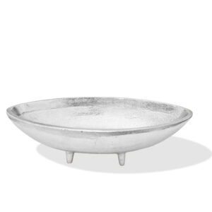 Pure Source India Decorative Fruit Bowl – Elegant Centerpiece for Dining Table, Living Room & Kitchen Décor (12 INCH) (Silver)