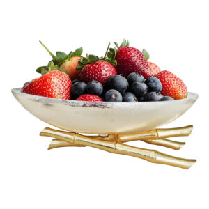 Pure Source India Decorative Fruit Bowl with Designer Stand – Elegant Centerpiece for Dining Table, Living Room & Kitchen Décor (12 INCH) (Silver)