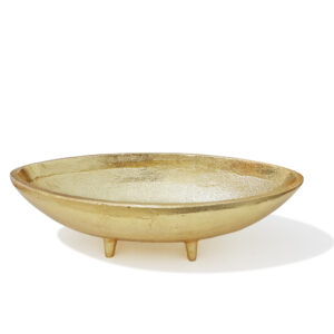 Pure Source India Decorative Fruit Bowl – Elegant Centerpiece for Dining Table, Living Room & Kitchen Décor (12 INCH) (Gold)